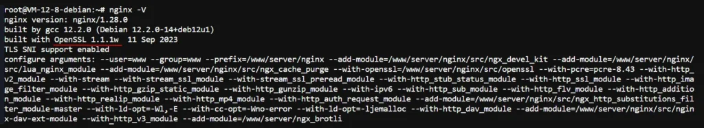 宝塔面板默认使用 OpenSSL 1.1.1w 编译 Nginx